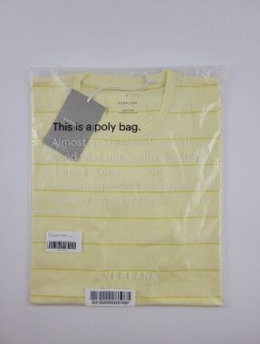 Everlane 100% Organic Cotton Light Yellow Striped Tee Crew Neck Top